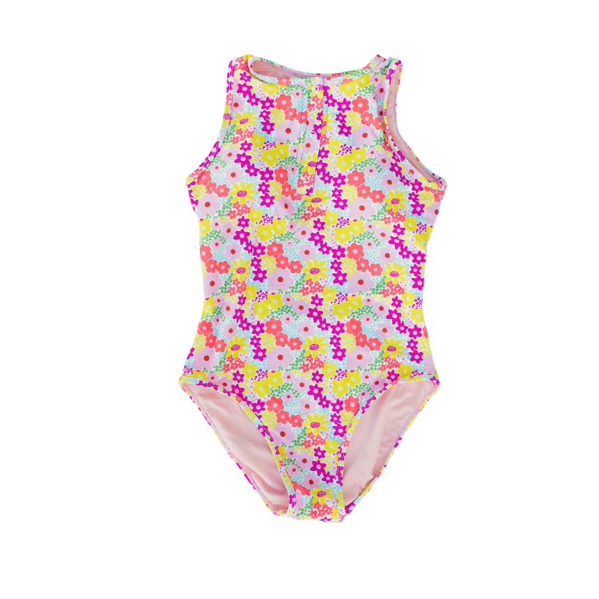 Floral patterned swimsuit on a white background