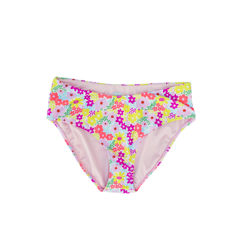 Floral-patterned bikini bottom on a white background