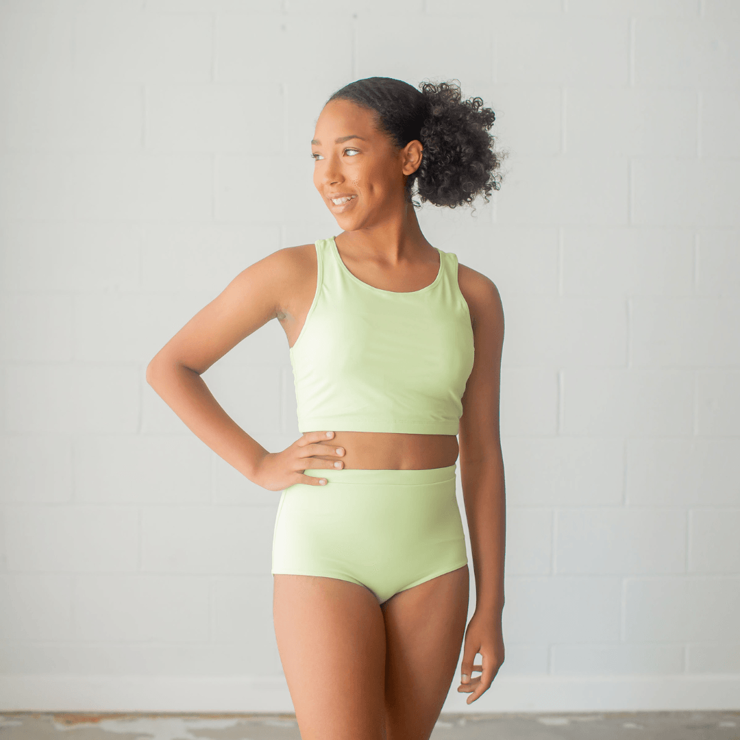 High neck 2024 swimsuit with shorts